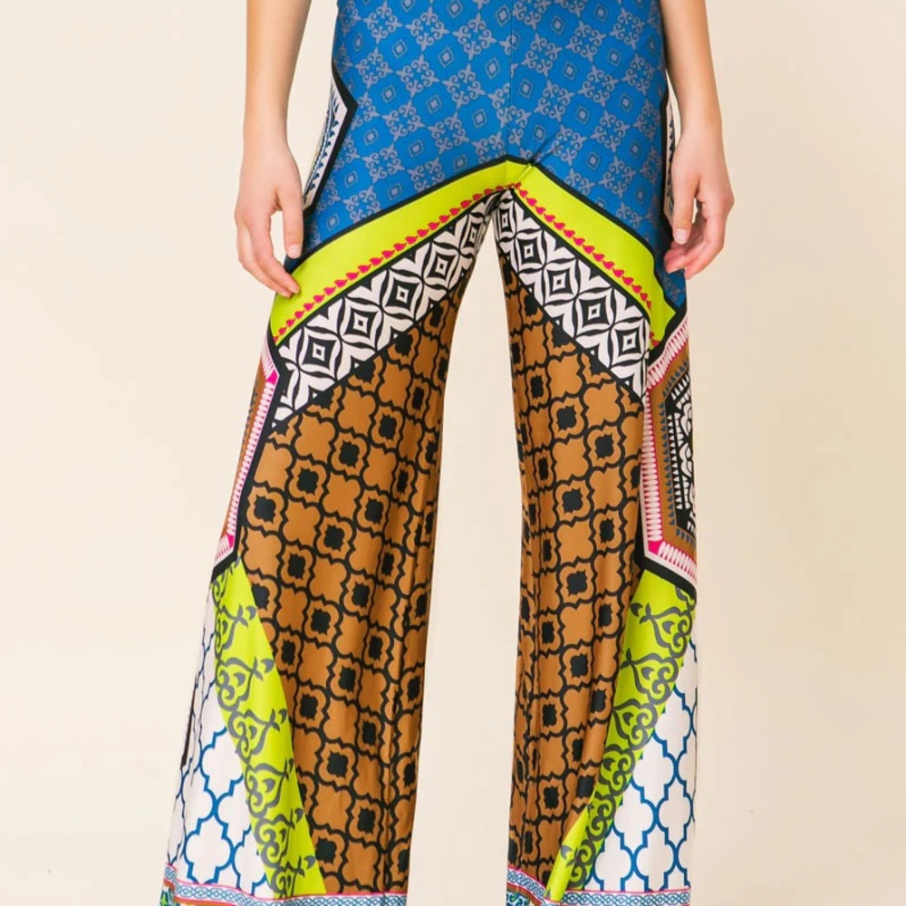 Flying Tomato Multicolor Patterned Wideleg Pants … - image 1